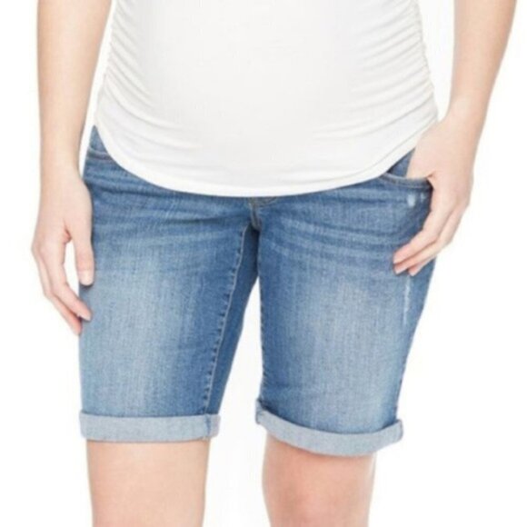 Oh Baby by Motherhood Maternity  Womens Pockets Bermuda Jean Shorts Sz S New - Picture 1 of 7